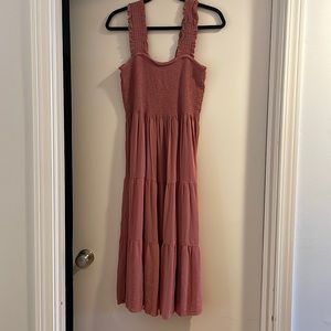 Pink smock midi dress